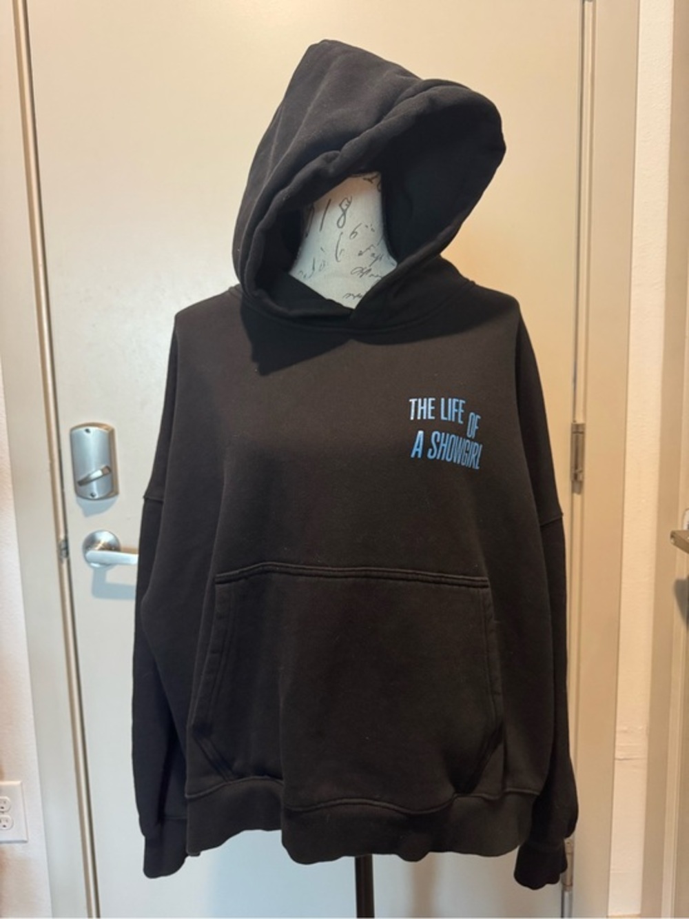 Taylor Swift Black Hoodie with Blue 'The Life of a Showgirl' Graphic 2XL